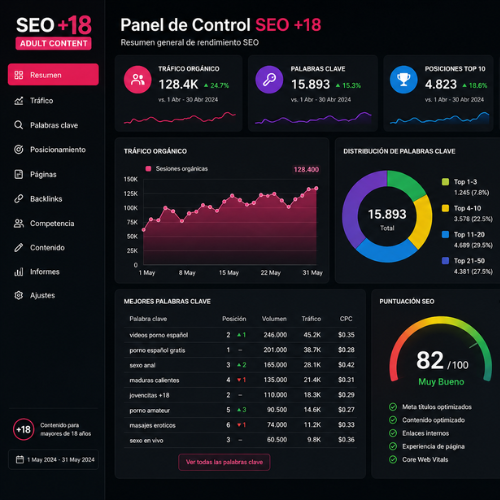 Muestra de trabajo SEO en el sector adulto